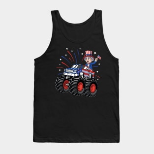 Uncle Sam Riding Monster Truck 4th of July Tank Top